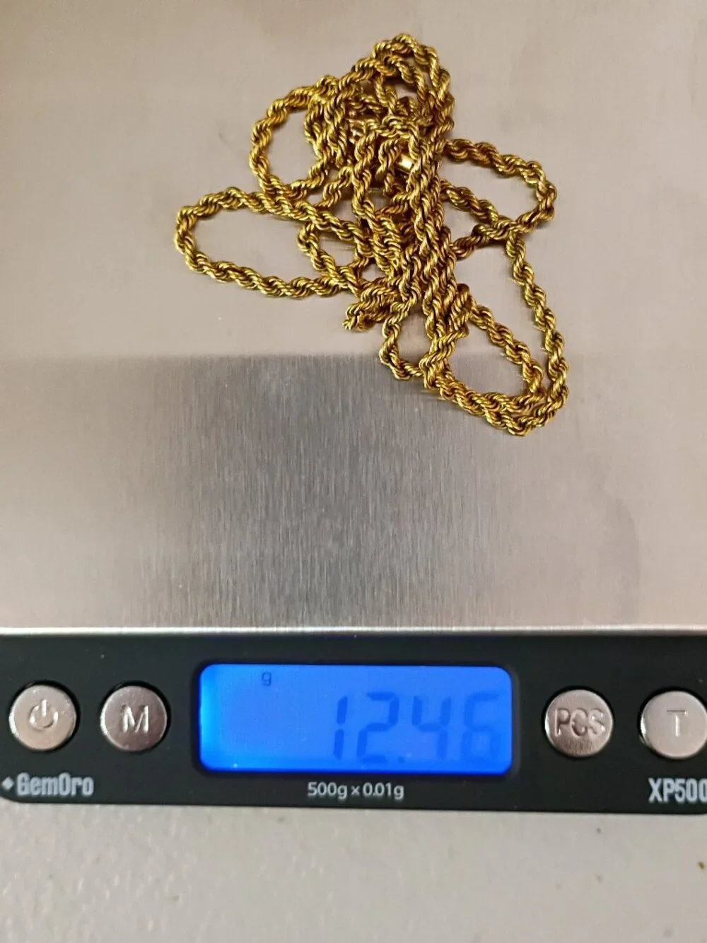 Real 14K Yellow Gold Rope Chain Necklace 24